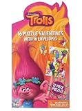 Trolls Puzzle Valentine Cards - 12-Piece Puzzles with Envelopes