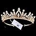 Santfe Bridal Wedding Prom Rhinestone Crystal Crown Hairband Headband Tiara Hair Jewelry for Womens Girls (style gold-1)