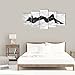 Abstract Black and White Canvas Wall Art Painting Modern Design Picture for Home Office Decor - 5 Pieces Nude Girl Framed On Wooden Frame Image Pictures Photo Artwork Decoration Ready to Hang