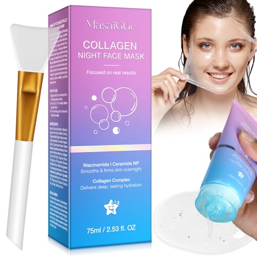 Korean Collagen Facial Mask, Collagen Night Wrapping Mask, Collagen Mask for Skin Firming, Facial Mask Deep Hydration, Reduce Wrinkles, Improve Skin Elasticity
