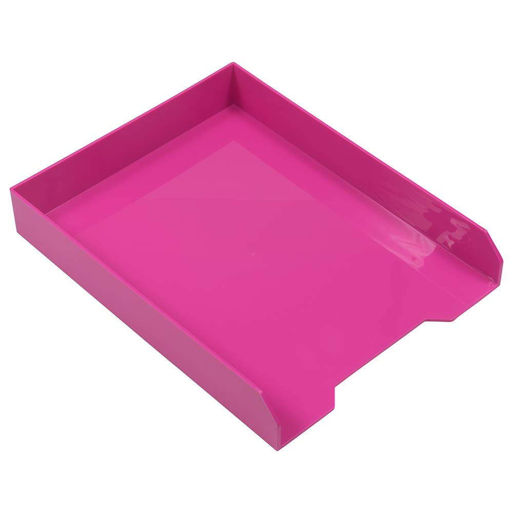 JAM PAPER Stackable Paper Trays - Pink - Desktop Document, Letter, & File Organizer Tray - Sold Individually
