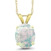 Gem Stone King 14K Yellow Gold 10X8MM Oval Gemstone Birthstone Solitaire Pendant Necklace | Gold Necklace For Women | With 18 inch Gold Chain | Fine Jewelry Gifts for Her Mom Women Wife