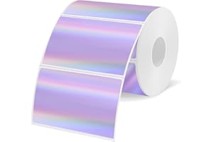 YEGAWEN 3x2 Inch Holographic Thermal Labels, Purple Thermal Sticker Labels, Rainbow Glitter Thermal Stickers for Price, Barcode, Mailing, Name, DIY Custom Logo Design, 200 Labels/1 Roll