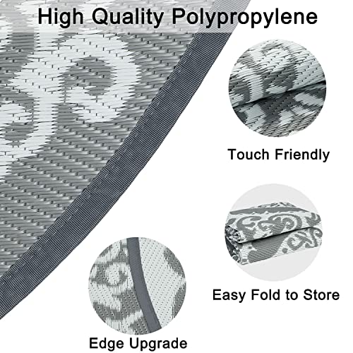 Reversible Round Outdoor Rugs for Patio 5’ Plastic Straw