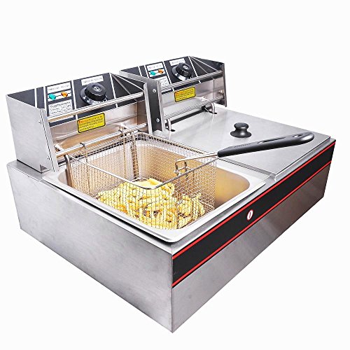 Click Here to See More Images Electric Deep Fryer stainless steel french fries With Basket Home Use Parallel Bars 110v LS-82 5KW 60Hz