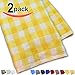 Murphy Bamboo 26.5-Inch-by-13-Inch Luxury Bamboo Kitchen Dish and Hand Towels, Yellow & White Plaid (Set of 2)
