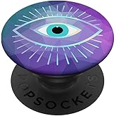 Rainbow Evil Eye Teal Purple Polygon PopSockets Adhesive PopGrip