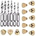 Gimiton 6Pcs 1/4 Inch Hex Shank Drill Tap Bit Deburr Countersink Combination Drill and Tap Bit + 20pcs Brass Misting Nozzles 0.012”Orifice (0.3 mm) 10/24 UNC Misting Nozzles Replacement Heads