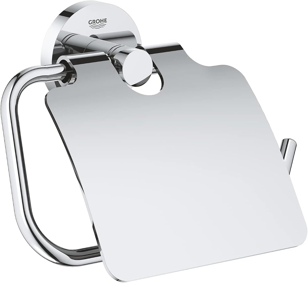 GROHE Start Toilet Roll Holder with Cover Chrome Metal Concealed Fastening