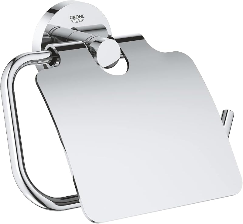 GROHE Start Toilet Roll Holder with Cover Chrome Metal Concealed Fastening