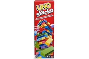 Mattel Games UNO Stacko Game for Kids & Family with 45 Colored Stacking Blocks & Loading Tray, Build & Play, Game Nights & Parties