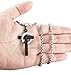 ORAZIO 3MM Stainless Steel Chain Cross Necklace for Men Women Bible Lord's Prayer Pendant 22 Inches