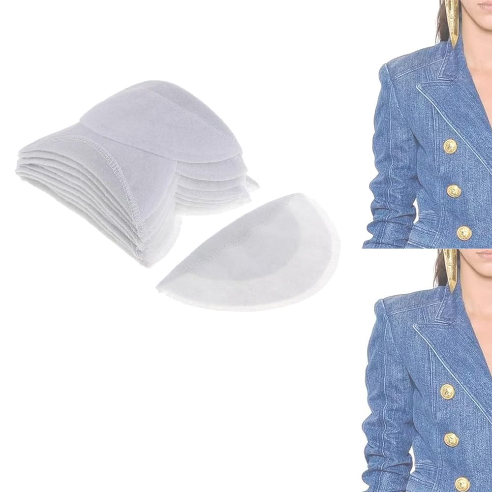 zalati Cotton Shoulder Pads Sponge Soft Comfortable Durable White 20 Pieces 0.08inch