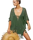 SWOMOG Women's Fashion Swimwear Crochet Tunic Beach Dress Bikini Cover Up Net