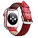 TOROTOP for Apple Watch Band 38mm, Genuine Leather Crocodile Pattern Watch Band Red Replacement Strap with Silver Deployment Clasp for 38mm Apple Watch Series 1 Series 2 Series 3 Model