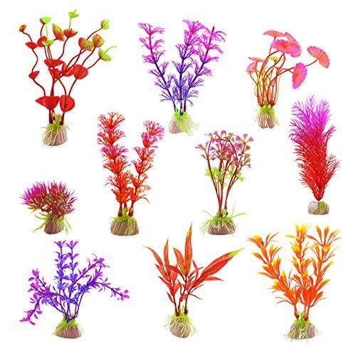 DLOnline 20 Pack Artificial Aquarium Plants Fish Tank Decorations Home Décor Plastic (10 Style)
