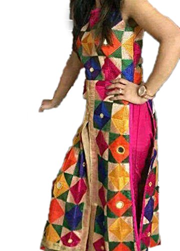 fashion tree women's chiffon phulkari dupatta ft678, multicolour, free size