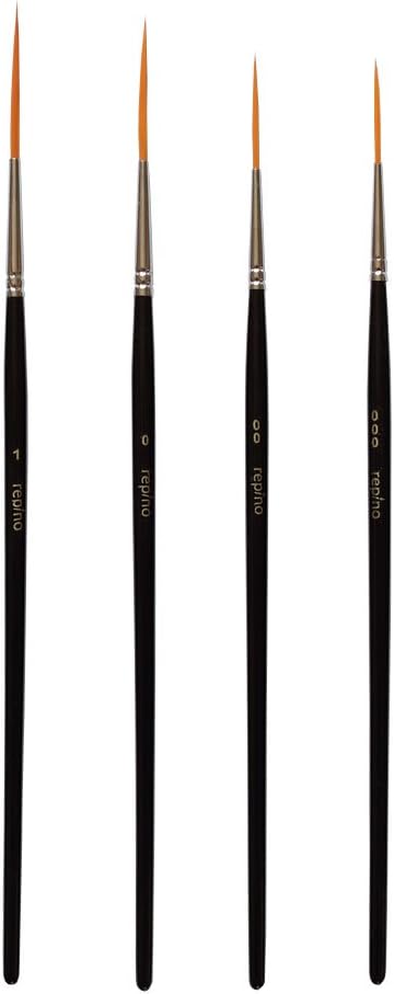 Rigger Brush Set Writing Brush 4 Brushes - Brush Sizes 000, 00, 0, 1, Black, L