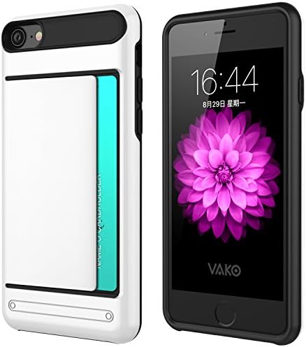 iPhone 7 Wallet Case, VAKO iphone 7 Case with Card Holder, Impact Resistant Wallet Cover with Credit Card Holder for iPhone 7 4.7 inch (White)