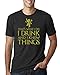 Wild Bobby Gold I Drink and I Know Things Tyrion GOT Pop Culture Men's Graphic T-Shirt, Black, X-Large