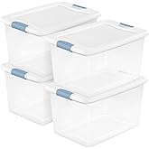 Sterilite Latching Box with Lids for Home and Office, 64 Quart, 4-Pack | Heavy-Duty and Stackable Plastic Containers with Latches for Closet, Cabinet, Bedroom, Bathroom and Dorm Room Organization