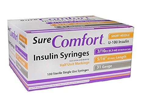 Amazon Com Surecomfort U 100 Insulin Syringes 1 2 Unit 31g 3 10cc