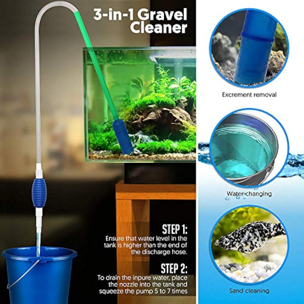 Gravel Vacuum For Aquarium Fish Tank Cleaner Cleaning Pump Kit Water