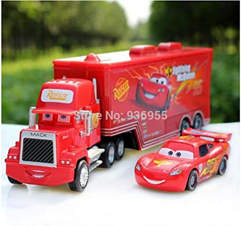 2pcs Pixar cars 2 # 95 Diecast Metal Mack truck Hauler +small cars toys Holday gift