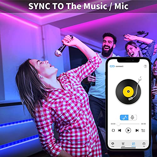 BASON LIGHTING 16.4ft LED Strip Lights, Bluetooth App Control and