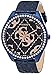GUESS Women's U0473L1 Iconic Blue & Rose Gold-Tone Watch with Blue Logo Embossed Genuine Patent Leather Strap