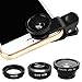 Universal 3in1 Cell Phone Camera Lens, with Fish Eye Lens, 2 in 1 Macro Lens, Wide Angle Lens, Universal Clip, Carry Pouch for Digital Camera, iPhone, Samsung and All Other Smartphones (Black) primary