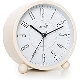 FLOITTUY Super Silent 5 Colors Alarm Clock,Beep Wake Round Alarm Clock with Night Light,Battery Operated,Easy Set,Simple & Re