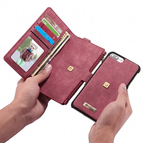 CaseMe Wallet Leather Case For iPhone 7/iPhone 7 Plus-Red