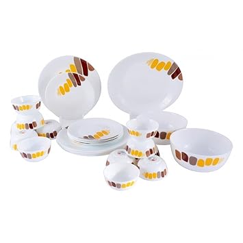 Famacart Round Melamine Dinner Set 31-Pieces Serving Set, Lissome
