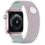 jwacct Compatible for Apple Watch Band 38mm 40mm, Adjustable Stainless Steel Mesh Wristband Sport Loop for iWatch Series 5 4 3 2 1,Iridescent