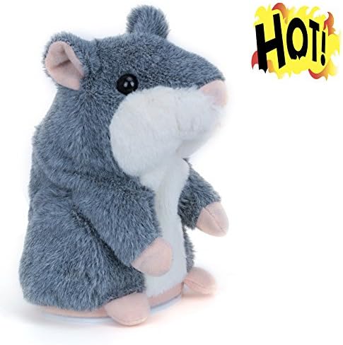 Talking Hamster Repeats What You Say IMISO Mimicry Pet Interactive Talking Plush Toys Electronic Hamster Buddy Mouse for Kid Baby Child Boy and Girl (1 pieces Gray)
