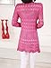 Shawhuaa Womens Crochet Knitted Open Front Cardigan Pocket Sweater Rosy