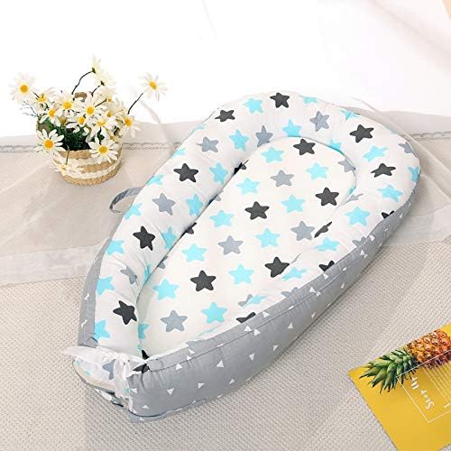 Baby Lounger and Baby Nest Sharing Co Sleeping Baby Bassinet - 100% Soft Cotton Cosleeping Baby Bed Breathable Newborn Infant Bassinet, Newborn Cocoon Snuggle Bed (White)