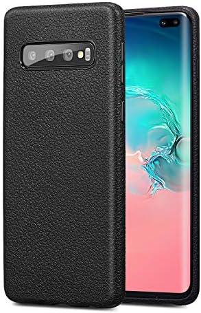 Comwinn Anti-Impact Anti-Slip TPU Soft Leather Texture Designed for Samsung Galaxy S10 Plus Case (Black)