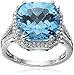 Sterling Silver Swiss Blue Topaz and Diamond-Accented Ring, Size 6