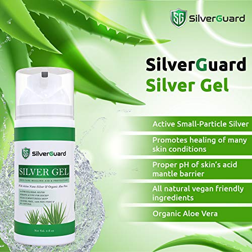 Colloidal Silver Gel Skin Care Healing Aid & Protectant with Organic Aloe Vera Silver Gel