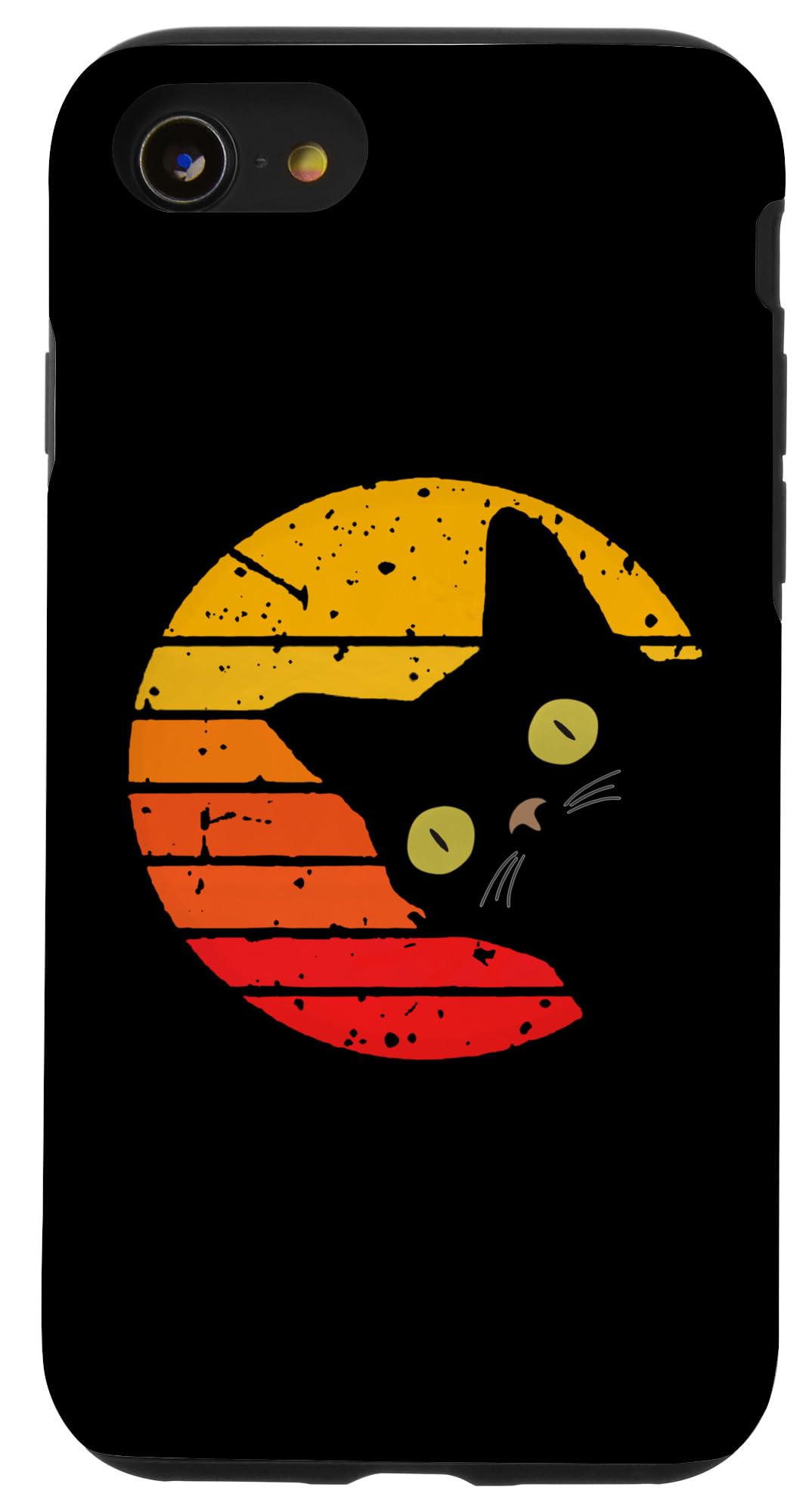 Distressed Black Cat Vintage Style 70s 80s Funny Black Cat Case for iPhone SE (2020) / 7 / 8