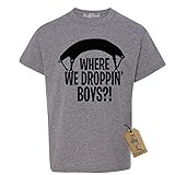 NuffSaid Youth Where We Droppin Boys T-Shirt - Video Game Tee (YL: 14-16, Oxford - Black Ink)