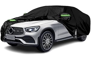 Qnmittry Waterproof Car Covers Compatible with 2016-2024 Mercedes Benz GLC 300 350e, All Weather Custom-fit Car Cover with Zipper Door for Rain Snowproof UV Windproof Protection