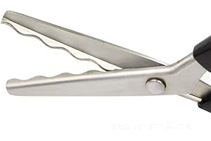 PRICE XES Fabric Pinking Shears, Professional Stainless Steel Handled Scissors, Black, 18mm Scalloped Blade