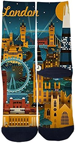 VariClouds Men's Women's Custom London England Retro Skyline Socks Creative Casual Fashion Crew Socks Black