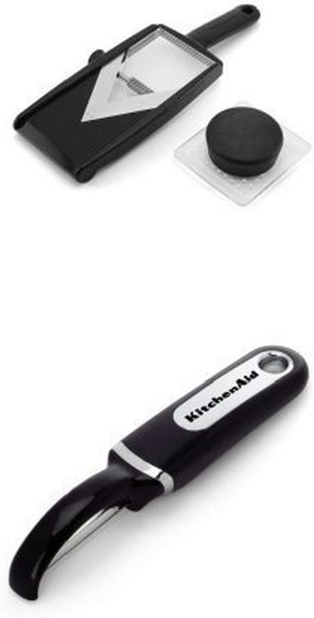 KitchenAid Adjustable Hand-Held V-Blade Mandoline Slicer and Euro Peeler Set, Black