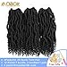 MOBOK 6packs NEW Goddess Locs Crochet Hair 14 Inch Pre-Looped Skinny River Fauxs Locs Wavy Crochet With Curly Hair In Middle And Ends (14inch, 1b#)