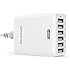 USB Charger RAVPower 60W 12A 6-Port USB Charger Desktop Charging Station with iSmart Technology (White)