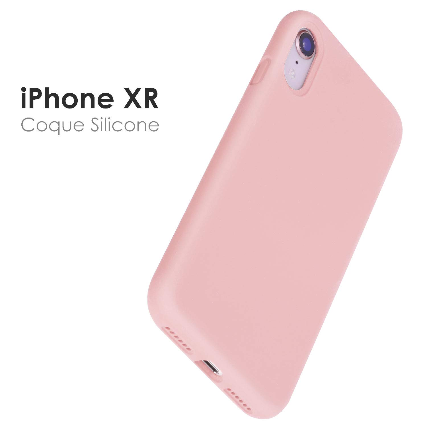 JASBON Coque pour iPhone XR Coque Silicone Liquide avec Protecteur d\'écran Gratuit, Housse Etui de Protection Anti Choc Gel Case pour iPhone XR – Rose Claire